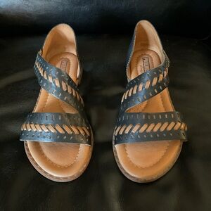 PIKOLINOS Black Algar Strap Leather Cutout Sandals LIKE NEW